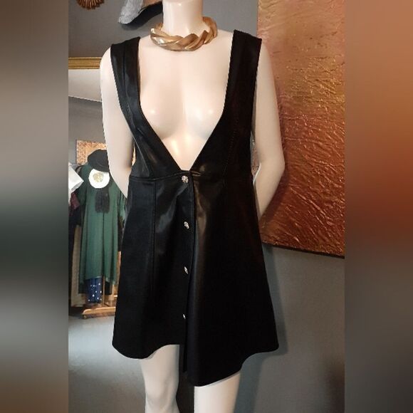 NWOT Zara Faux Leather Pinafore Dress - Picture 12 of 12